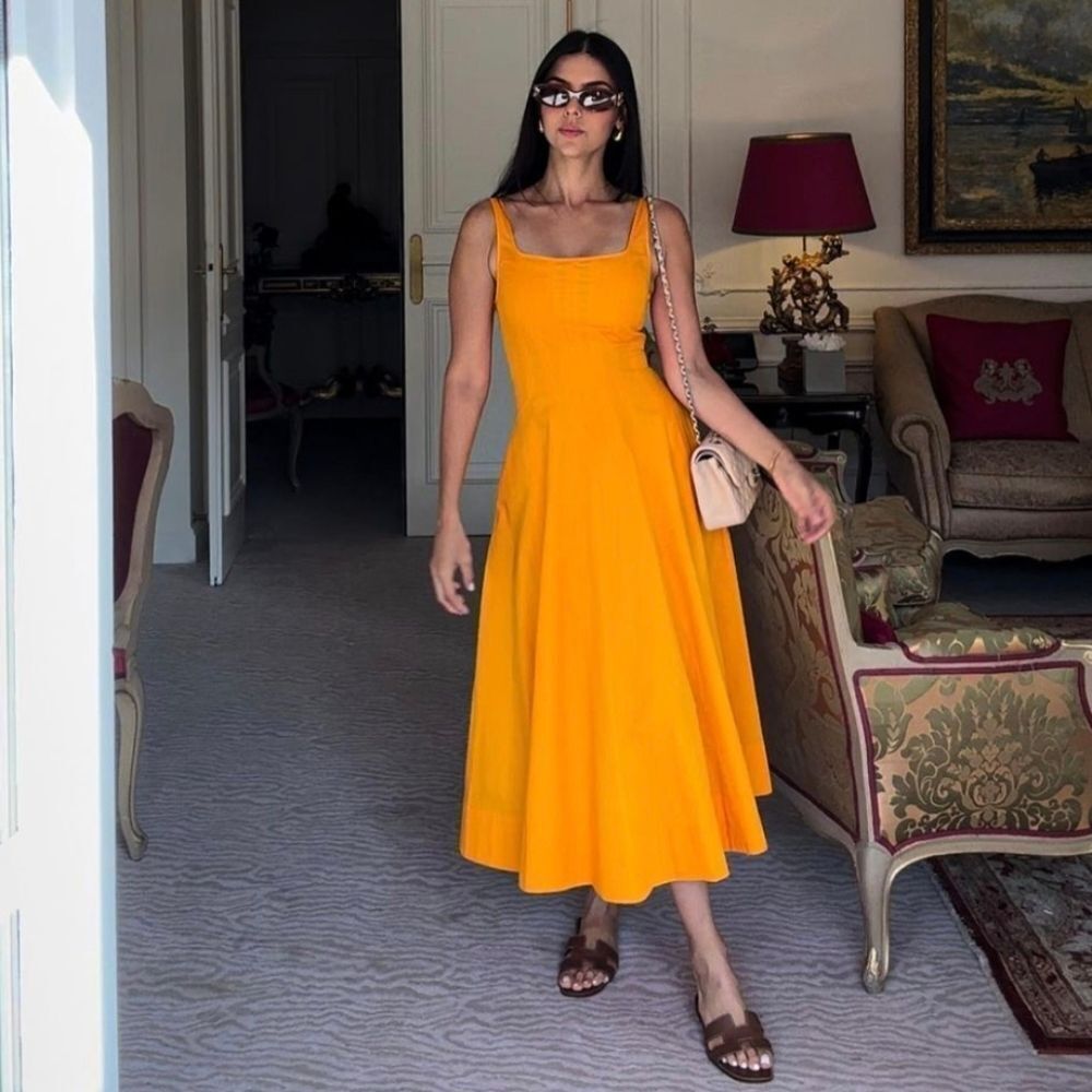 ZARA POPLIN TANK DRESS FLARE MAXI